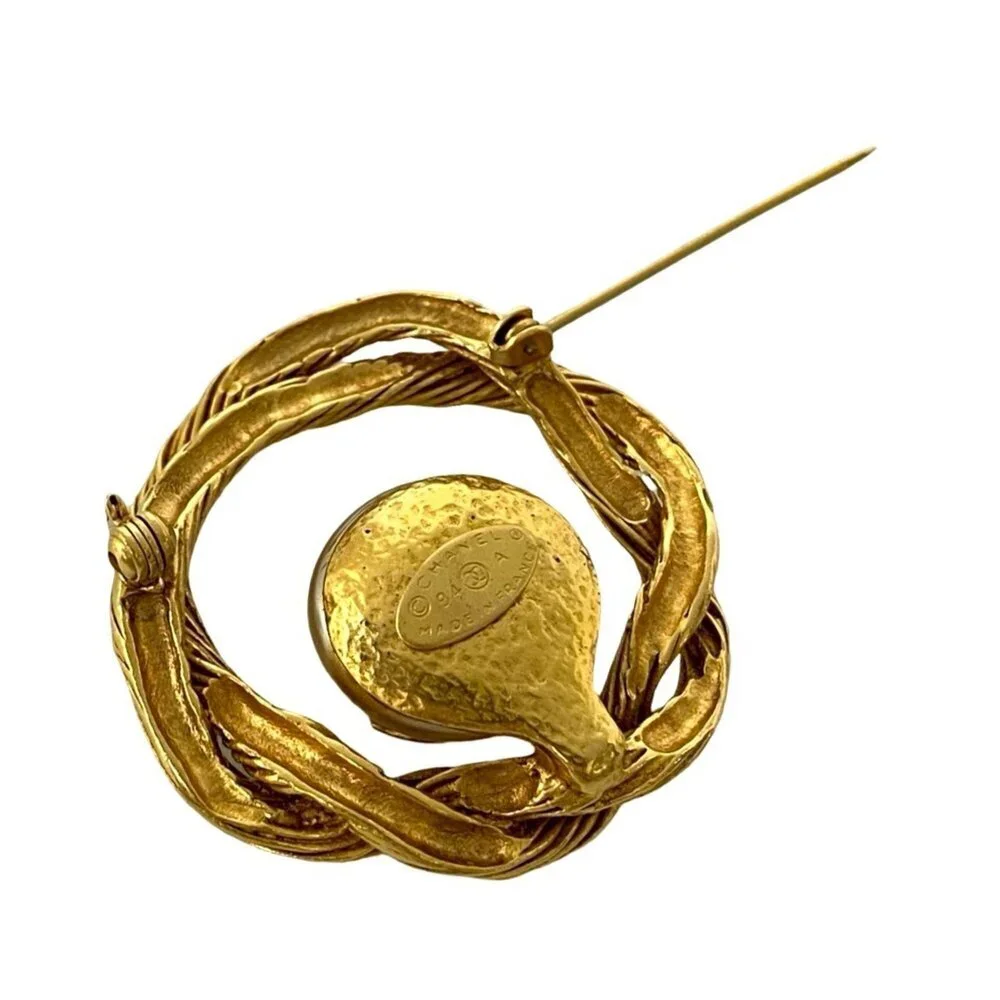 CHANEL Authentic White Pearl Logo Brooch - Picture 2 of 4